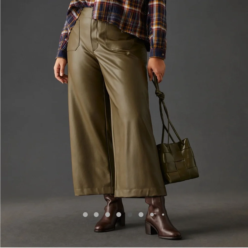 Anthropologie Maeve The Colette Olive Green Wide-Leg Pants size 23 - Picture 5 of 14